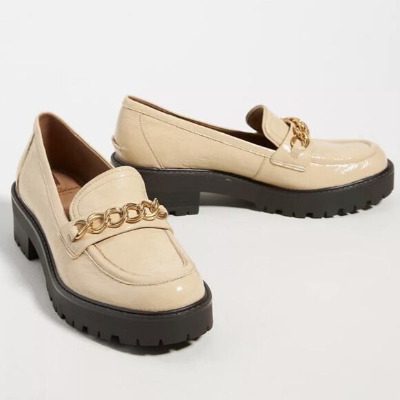 Sam Edelman Shoes - Sam Edelman Taelor Chain Lug Sole Patent Leather Wheat Platform Loafers